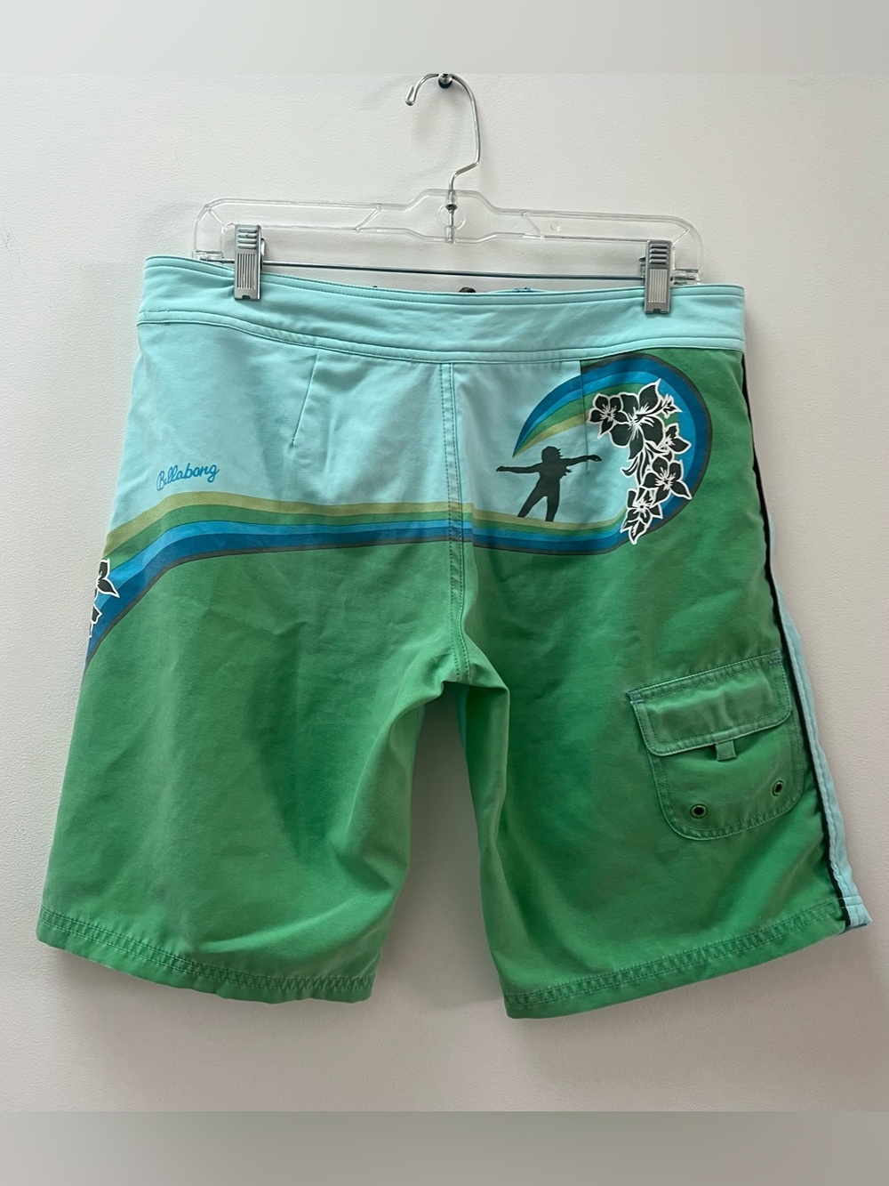 Billabong Aqua Floral Stripe Swim Trunks - Picture 3 of 6